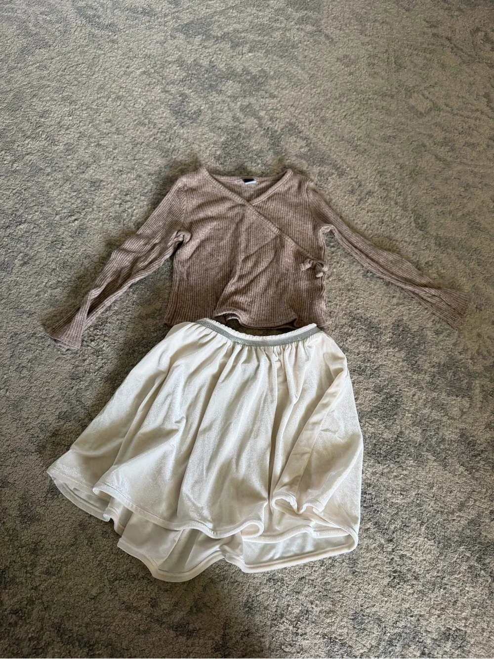 Old Navy Taupe and Cream sweater and skirt set